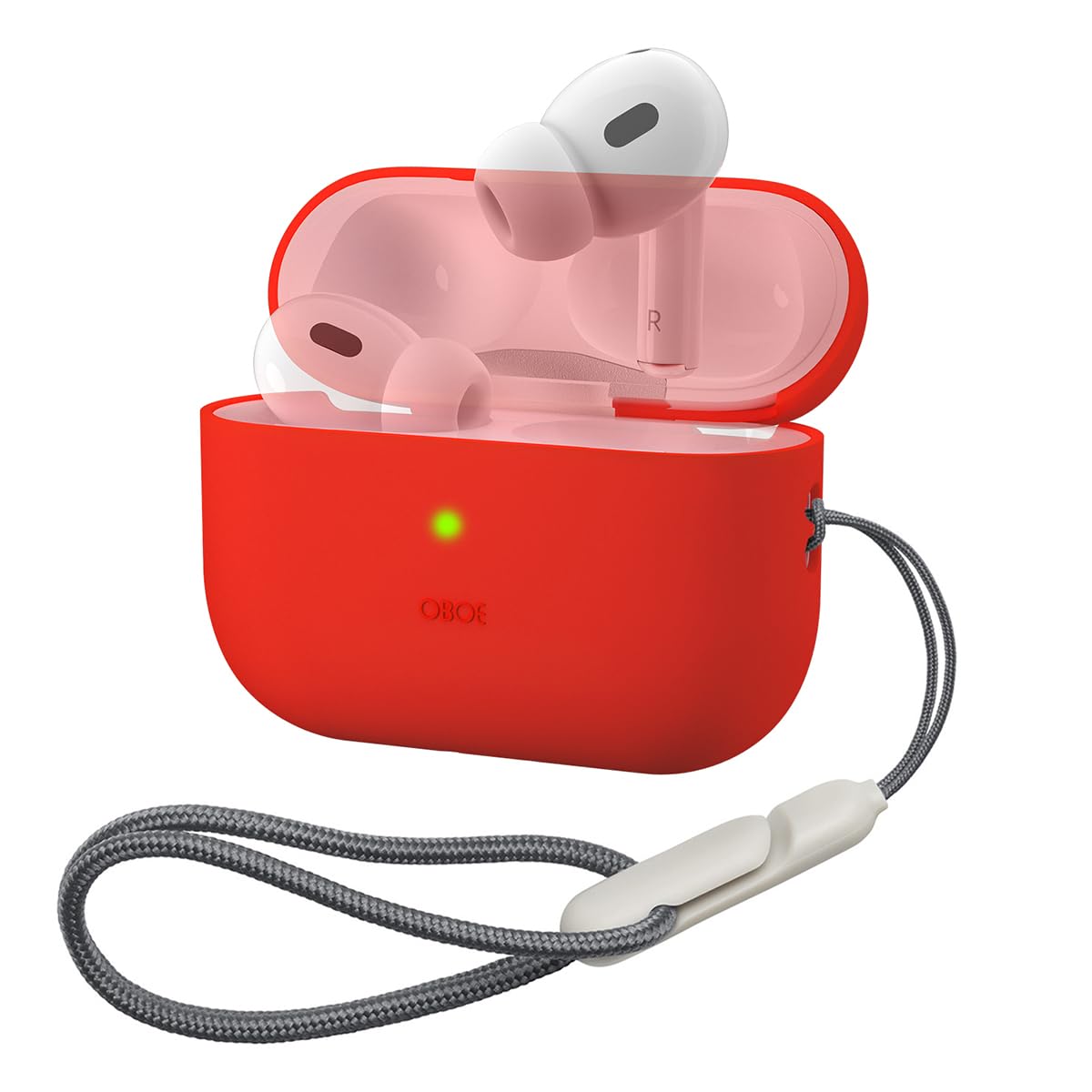 Oboe Soft Silicone Protective Case Cover Compatible with Apple AirPods Pro 2 Case with Anti-Lost Lanyard (Red) [AIRPODS & Charging CASE NOT Included]-image-26