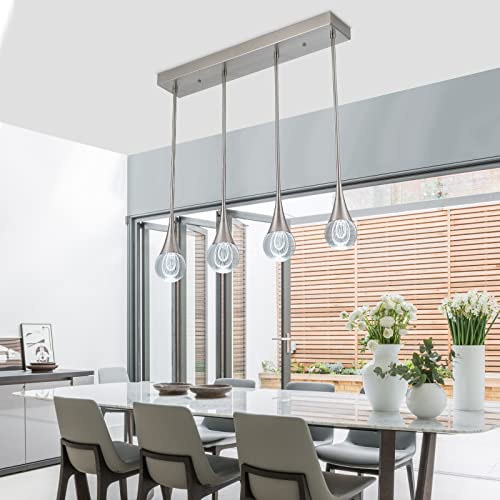ROYAL PEARL 4-Light LED Pendant Light Dimmable LED Kitchen Lighting Teardrop Crystal Pendant Lighting for Dining Room Bedrooms Foyer Kitchen Living Room, 6000K Cool White, Brushed Nickel UL Listed - Image 6