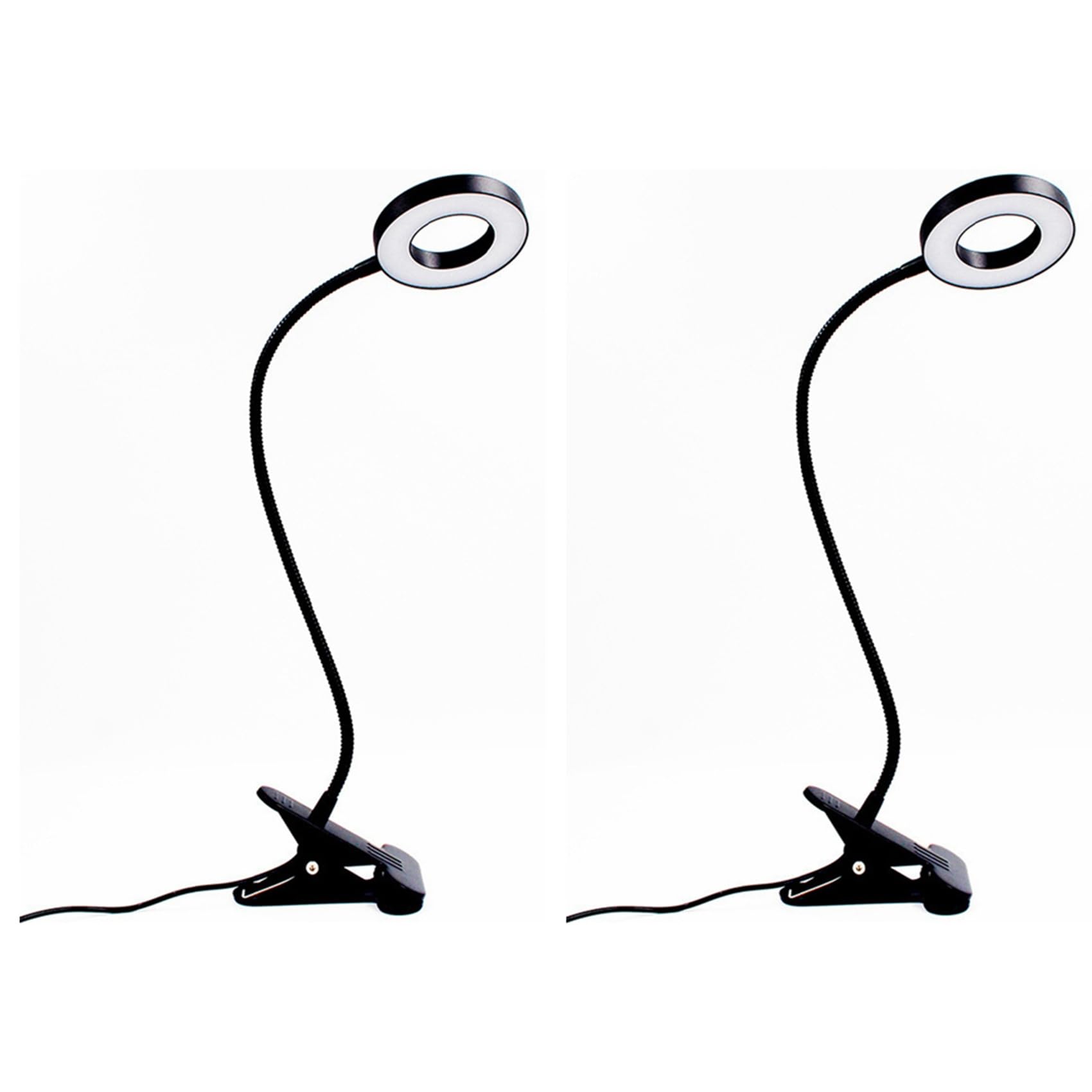 Vjsujehgy 2X 48 LED Desk Lamp Clip on Desk Lamp 360°Flexible Reading Table Light Eye-Caring USB Clamp Lamp A