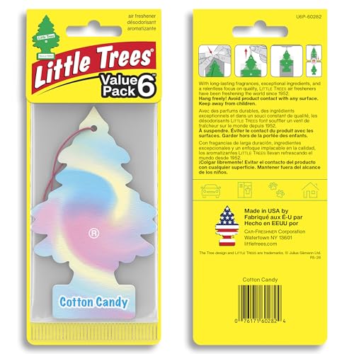 Image of LITTLE TREES Car Air Freshener | Hanging Tree Provides Long Lasting Scent for Auto and Home | 24 Air Fresheners |Cotton Candy