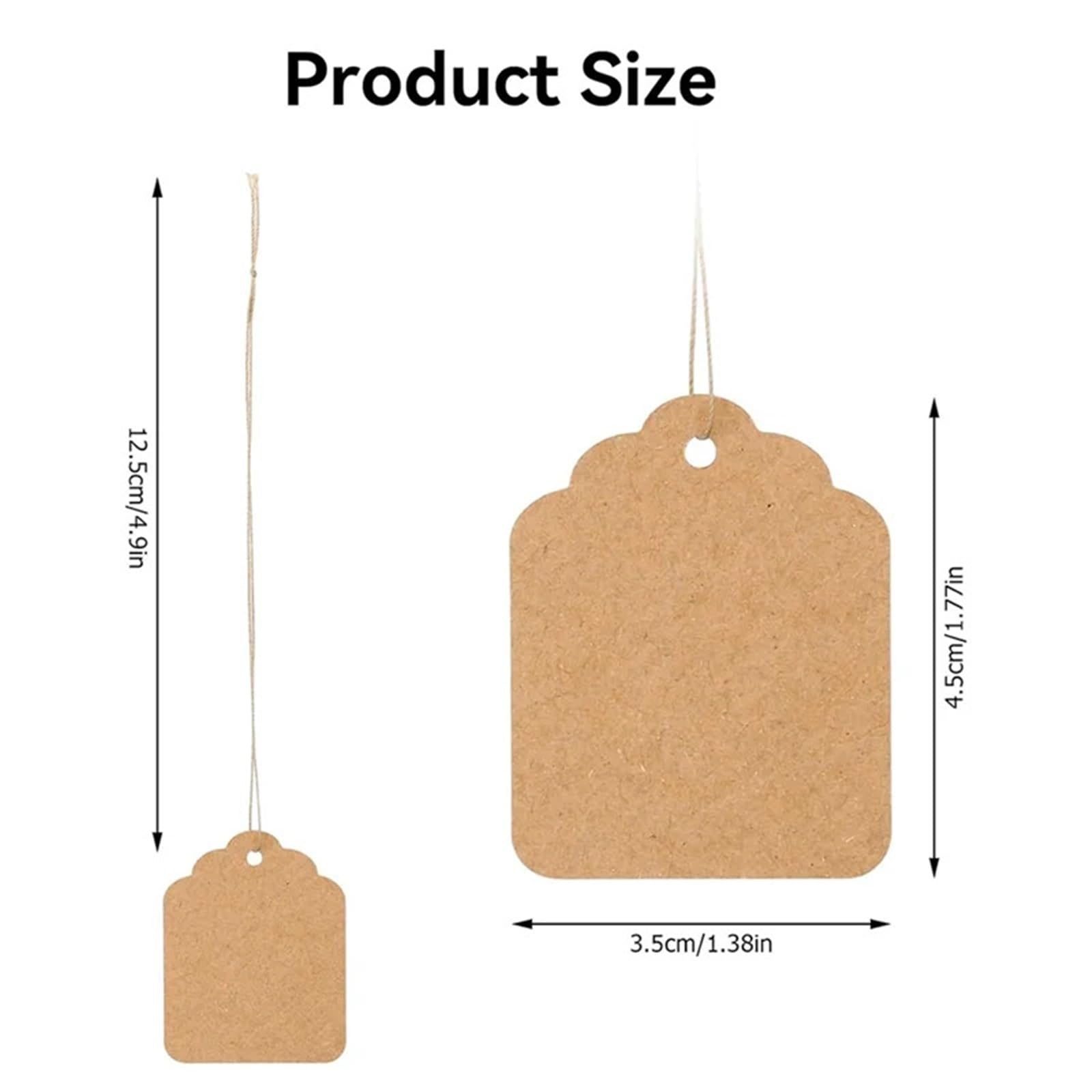Lot de 1000 étiquettes de prix en papier kraft marron avec ficelle, 3,6 x 2,3 cm