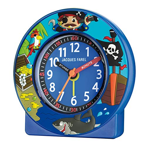 Jacques Farel ACN 6666 - Despertador infantil (analógico, cuarzo, diseño de piratas, color azul)
