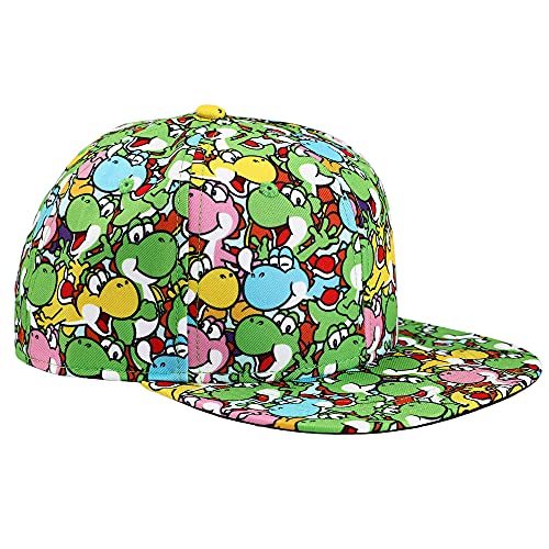Super Mario Brothers Yoshi All Over Print Snapback Cap For Mens Blue #TOP2