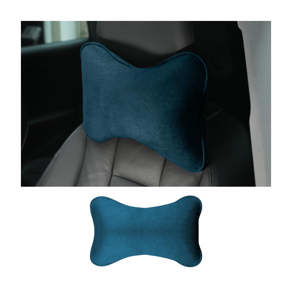 JNNJ Almohadas Reposacabezas Coche, Almohada Cervical Para Aliviar El Dolor De Cuello De Coche, Cojin Cervical Coches Para Condu, Almohada Para El Asiento Coche Con Correa Ajustable(Azul)