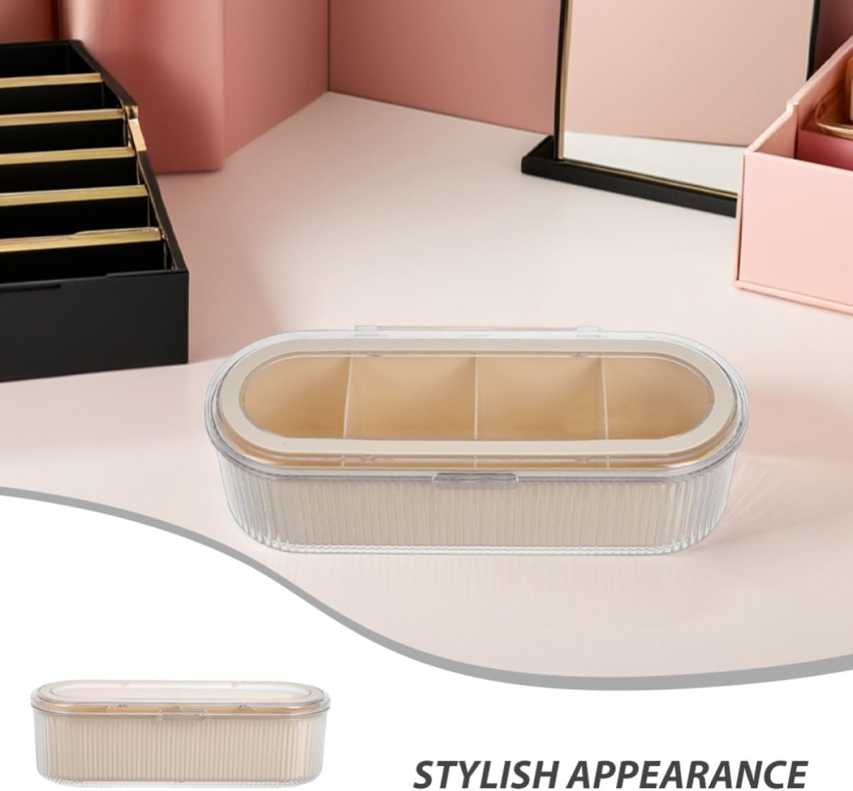 minkissy 2pcs Makeup Brush and Sponge Storage Box with Lid for Vanity image 3