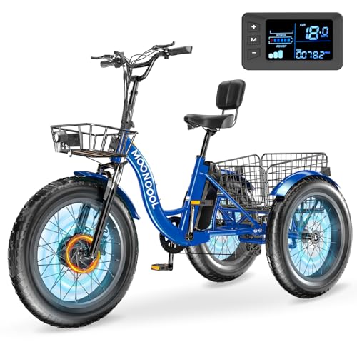 MOONCOOL Electric Tricycle for Adults, 20" x 4" Fat Tire