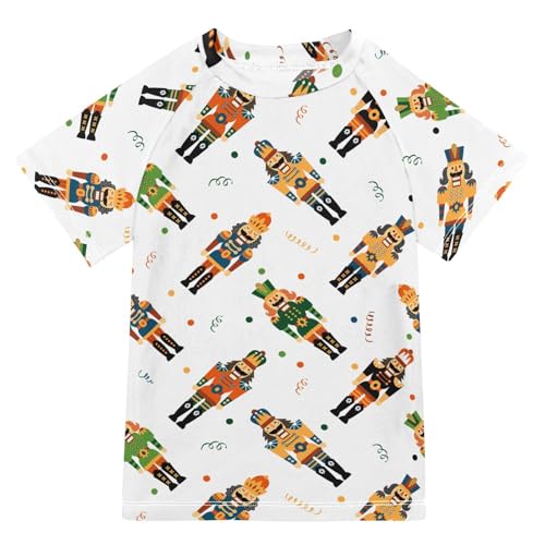 Aflyko Christmas Boys' Swim Shirt Nutcrackers Soldier Party Rash Guard Beachwear Sun Protection Fishing Hiking Camping Surfing Swimming Toddler Infant Summer Daily T-Shirt, 4T Multicoloured
