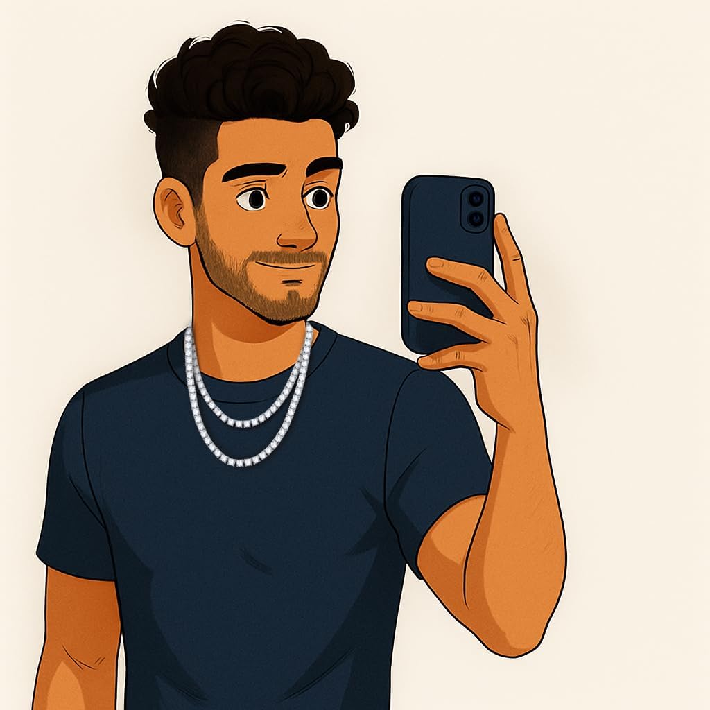 4MM Moissanite Tennis Necklace for Women & Men – 14K White Gold Plated 925 Sterling Silver – D Color VVS1–VVS2 Clarity Stones, 18 Inch Diamond-Look Chain Necklace