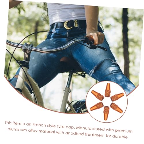 GALPADA set de 6 tapones para válvula francesa de aleación de aluminio para bicicletas de montaña y carretera, cubiertas impermeables contra polvo de color naranja para protección de neumáticos miniatura 3