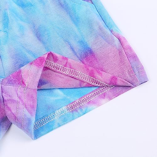 Toddler Girls Summer 2 Piece Outfits Tie Dye T-Shirt and Shorts Set Little Kids Cotton Short Sleeve Tee & Short Pants4