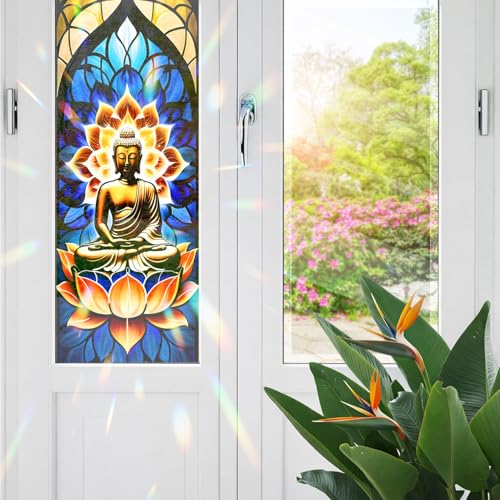 Vinilo decorativo buda vidrio para ventana 17.7x39.4 pulg miniatura 1