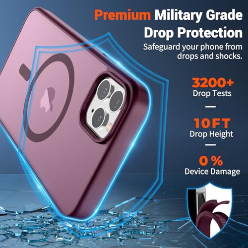 Image of SUPFINE Magnetic for iPhone 11 Pro Max Case Wine Red | (Compatible with MagSafe)(Military Grade Drop Protection)Shockproof Translucent Matte Phone Cover