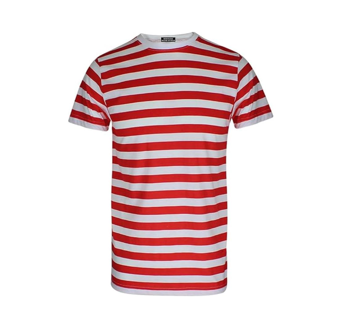 Men Red White T-Shirt Hat Glasses 3pc Set Women Crimson Ivory Tee Cap Specs Socks 4pc Outfit Kids Stripe Top Headwear Eyewear Book Week Fancy Dress UK Size S-XL