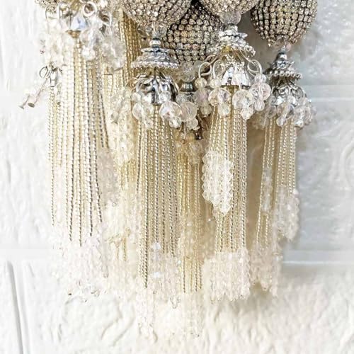 Image of Adikala Craft Store Handmade Ethnic Latkan Tassel Set of 2 for Saree Pallu, Blouse, Suits, Dupatta, Lehenga Decor (Silver D1)