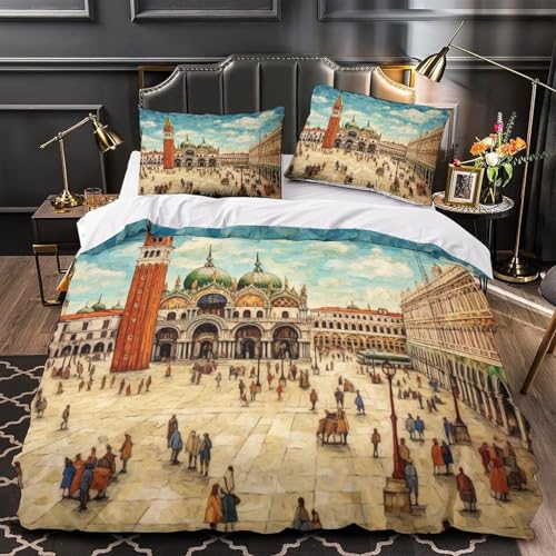 Housse de couette 240x220 cm paysage urbain 3D en microfibres - 4