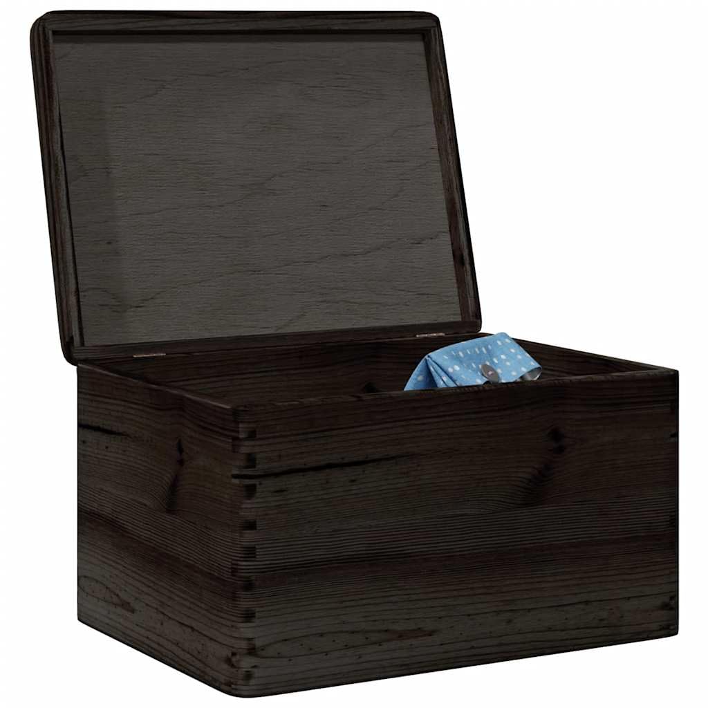Holzkiste mit Deckel Schwarz 40x30x23 cm Aufbewahrungsbox aus Kiefernholz massiv für Ordnung im Haushalt