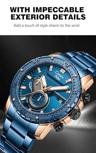 Image of Men's Analog Chronograph Watch for Men with Date Display, Luminous Hands, Water Resistant, Black Dial, Stainless Steel Strap, Casual & Formal Wrist Watch