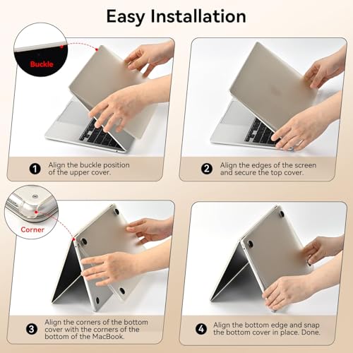 Image of EooCoo Case Compatible with MacBook Air 13 inch M5 2026-2022 M4 M3 M2 A3449 A3240 A3113 A2681, Matte Hard Shell Scratch Resistant Protective Cover for Mac Air 13.6 inch, Original Starlight
