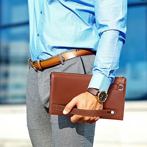 PIJUSHI Genuine Leather Mens Clutch Purse Bag Wallet Wrist Hand Purse Organized3