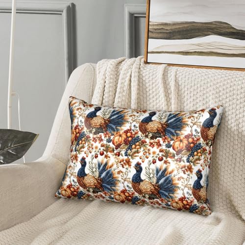 GVYGVY Funda de almohada de seda para cabello y piel, tamaño Queen, funda de almohada de satén suave y cómoda con cremallera para dormir en otoño, con estampado de pavo y frutas, tamaño estándar de 20