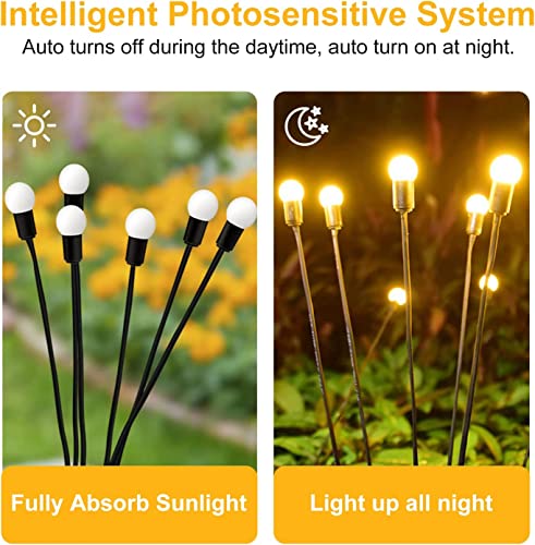 BomKra 5 Pack Solar Garden Lights, Solar Firefly LED Lights Outdoor Waterproof, Starburst Swaying Solar Outdoor Lights - Image 4