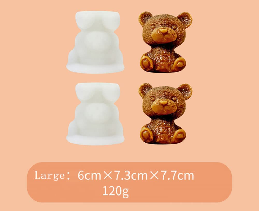 Muffa di ghiaccio per orso USB, stampo per budino fai da te 3D carino, stampi in silicone per orso per decorazione di torte per feste (2 pezzi) (taglia piccola/taglia grande)-Large Size