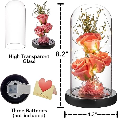 Image of Preserved Rose Flower Gift Box with Heart Necklace for Women, Romantic Gift for Girlfriend, Wife & Fiancee, Valentine's Day, Birthday, Anniversary, Wedding, Proposal & Special Occasion