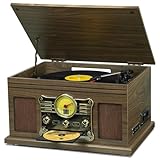 FEKTIK Bluetooth Record Player 10 in 1,FEKTIK 3-Speed Turntable for Vinyl with Speakers, LP to MP3 Converter, CD, Cassette Player, FM Radio, Wireless Streaming | Wooden