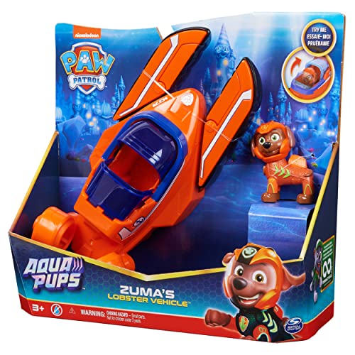 PAT' PATROUILLE AQUA PUPS - Voiture + Figurine Zuma - Voiture Pat Patrouille Zuma - Figurine à Collectionner - Thème Mer Et Aventures Sous-Marines - Paw Patrol - Jouet Enfant 3 Ans +