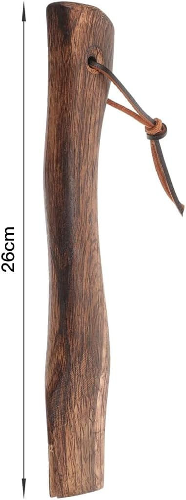 Axe Handle with Leather Loop Wood 260mm Long Replacement Hatchet Handle with Wedge Smooth Wooden Texture Shock Resistant Axe Handles for Tree Farm