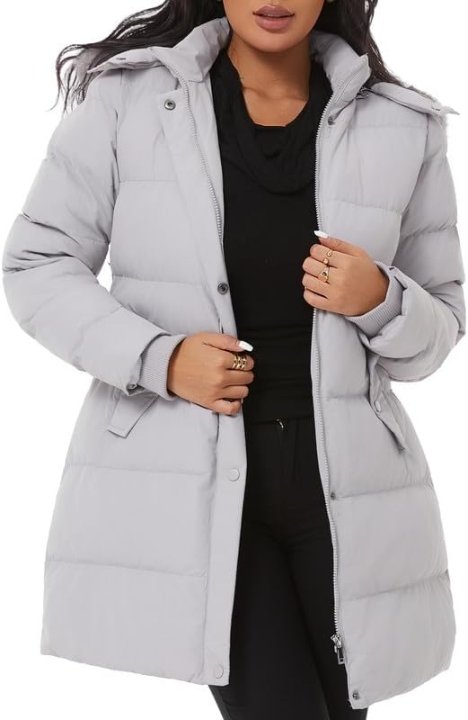 KVE Women's Winter Thicken Puffer Coat (Standard & Plus Size) Warm Snow Jacket with Fur Removable Hood