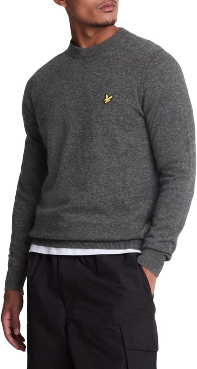 Lyle & Scott Mens Lambswool Blend Crew Neck Long-Sleeved Sweater (XXL) (Charcoal Marl)