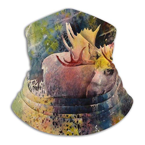 Feiyaodeng Unisex Mikrofaser Halswärmer Splatter Moose Aquarell Sonnenschutz Windschutz & Staub Hals Sturmhaube Stirnband Schal Gesichtsmaske