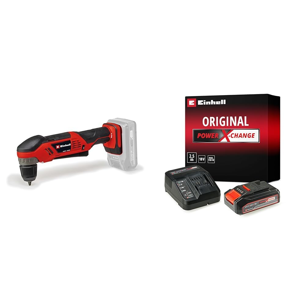 Einhell TE-AD 18 Li - Solo, Akülü Dik Açılı Vidalama ve Einhell 18V 2,5 Ah PXC Starter Kit (Başlangıç Seti)