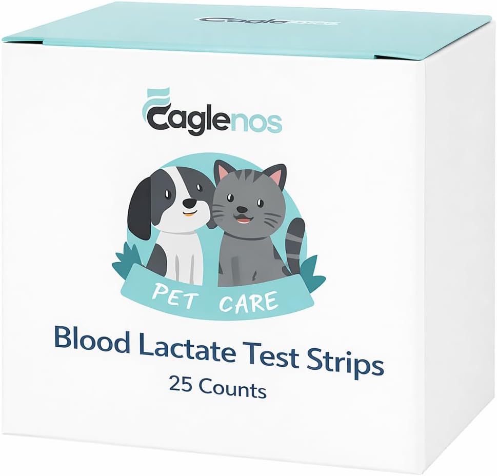 Pet Lactate Test Strips for Dogs & Cats, 25 Count, Rapid Lactate Measurement, for Veterinary Pet Monitoring