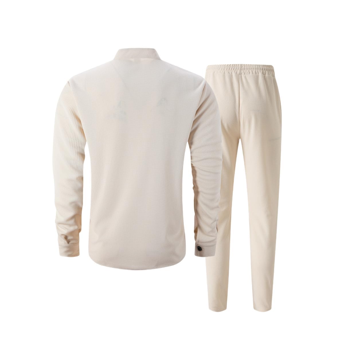 Generisch Conjunto de 2 piezas de camisa y pantalones informales para hombre, estilo gofre, ropa informal y casual