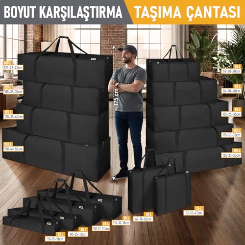 Haegs Taşıma Çantası, Çok Amaçlı Küçük Alet Çantası, Fermuarlı Dayanıklı, Kamp Malzemeleri Saklama Çantası, 12L (50 x 15 x 10 cm) Siyah
