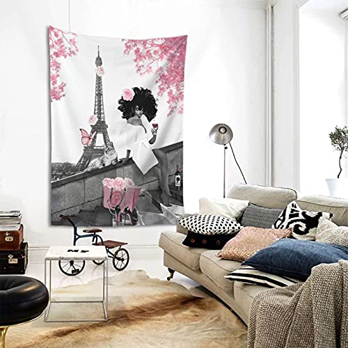 SELPONT-Grehge-erican-Black-Girl-Tapestry-Wall-Hanging-Grey-Pink-Fashion-Garden-Sculpture-Outdoor-Decoration
