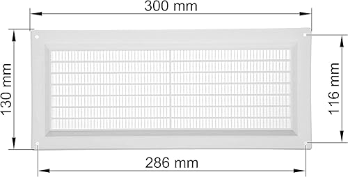 Miniatura 6 de Vent Systems 3 x 10 pulgadas (dimensiones de apertura), color blanco, paquete de 10 unidades, cubierta de ventilación de plástico para rejilla de