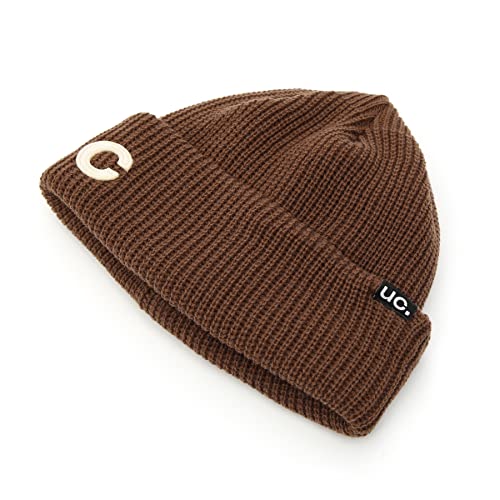 Undercontrol Logo Label Patch Unisex Fall Winter Short Thick Cuffed Rollup Warm Beanie Korea Trawler Fisherman Knit Skull Hat (Brown) #TOP3