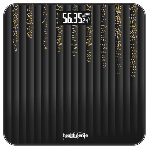 Image of Healthgenie Weight Machine for Body Weight Thick Tempered Glass LCD Display With 3 Years Warranty Weighing Scale Glitters Fall