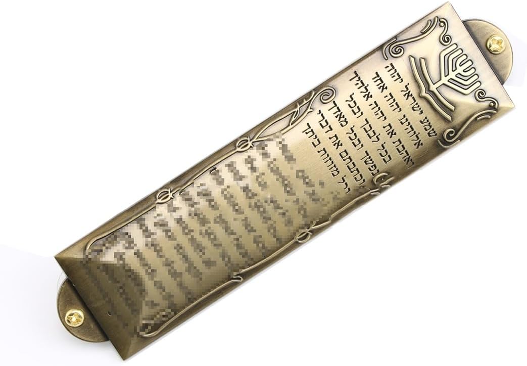 Mezuzah Case for The Door, 5 Inch Height Bronze English Hebrew Scripture Mezuzah Door Scroll Decor, Jewish Metal House Door Religious Scroll Mezuza Blessing