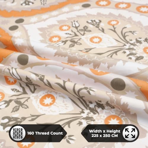 Image of Dew Cotton Bedsheet for Double Bed 160 TC 250 x 225 CM, Brown