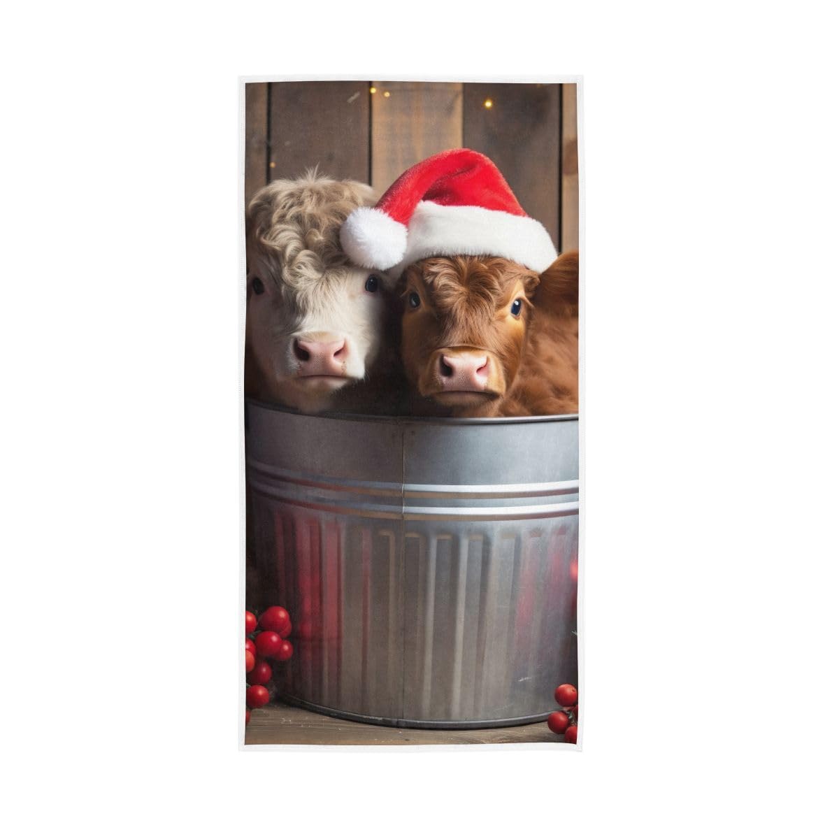 LSRCPD Christmas Cows in Bucket Hand Towels, Lightweight Towels for Bathroom, Gym, Hotel, Spa 15 x 30 Inches