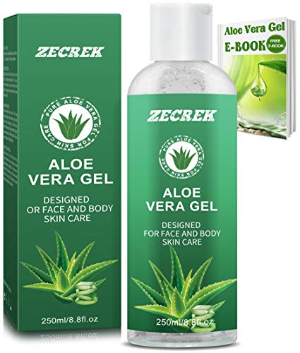 Gel Aloe Vera,Bio Pur Aloe Pour Le Corps De La Peau Des Cheveux Du Visage Après Les Gels De Soins Solaires, Des Cadeaux d'anniversaire Pour Les Femmes Sa Maman Avec Un Livre électronique Gratuit