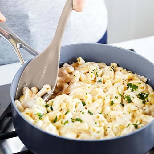 GreenPan Silicone Solid Spoon, Mixing Stirring Serving, Cooking Kitchen Utensil, Flexible Rubber Nonstick Cookware, Rigid Steel Core, Heat-Resistant, Anti-Slip Handle, BPA-Free, Dishwasher Safe, Taupe by GreenPan - Image 2