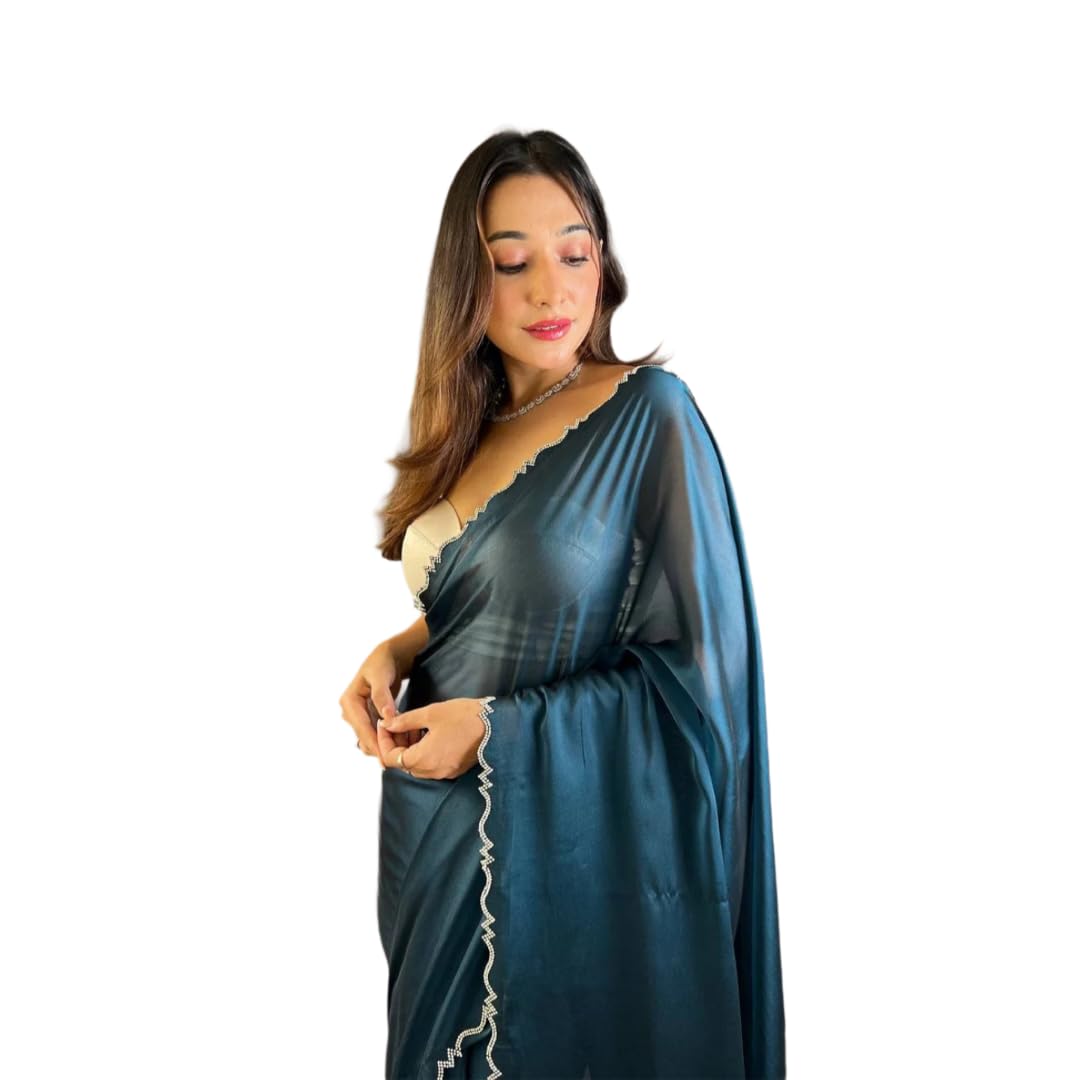 clickwix Chianti Rangoli Silk Saree with Zarcon Stone Work Border, Purple, 5.5 Meter with 0.8 Meter Unstitched Bengalori Blouse, Festive-picture-15
