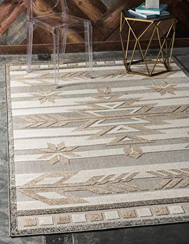Tapete Unique Loom Outdoor Modern 6' x 9' Beige