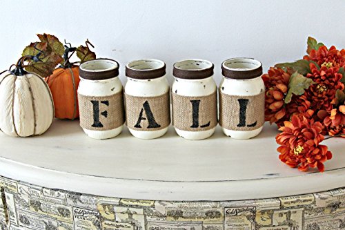 Rustic Mason Jars Fall Decor Set | Brown Burlap Thanksgiving Centerpiece for Home and Gift Giving - Image 2