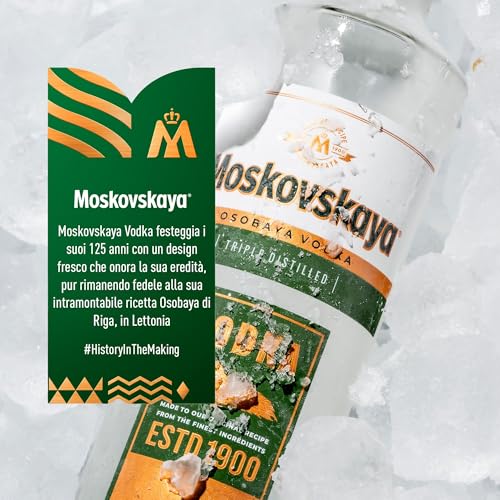 Moskovskaya Premium Vodka - Distillato con ingredienti naturali - Ideale per cocktail, shot o con ghiaccio - Prodotto a Riga, Lettonia - 38% Vol - 70cl (700ml / 0,7L) - 2